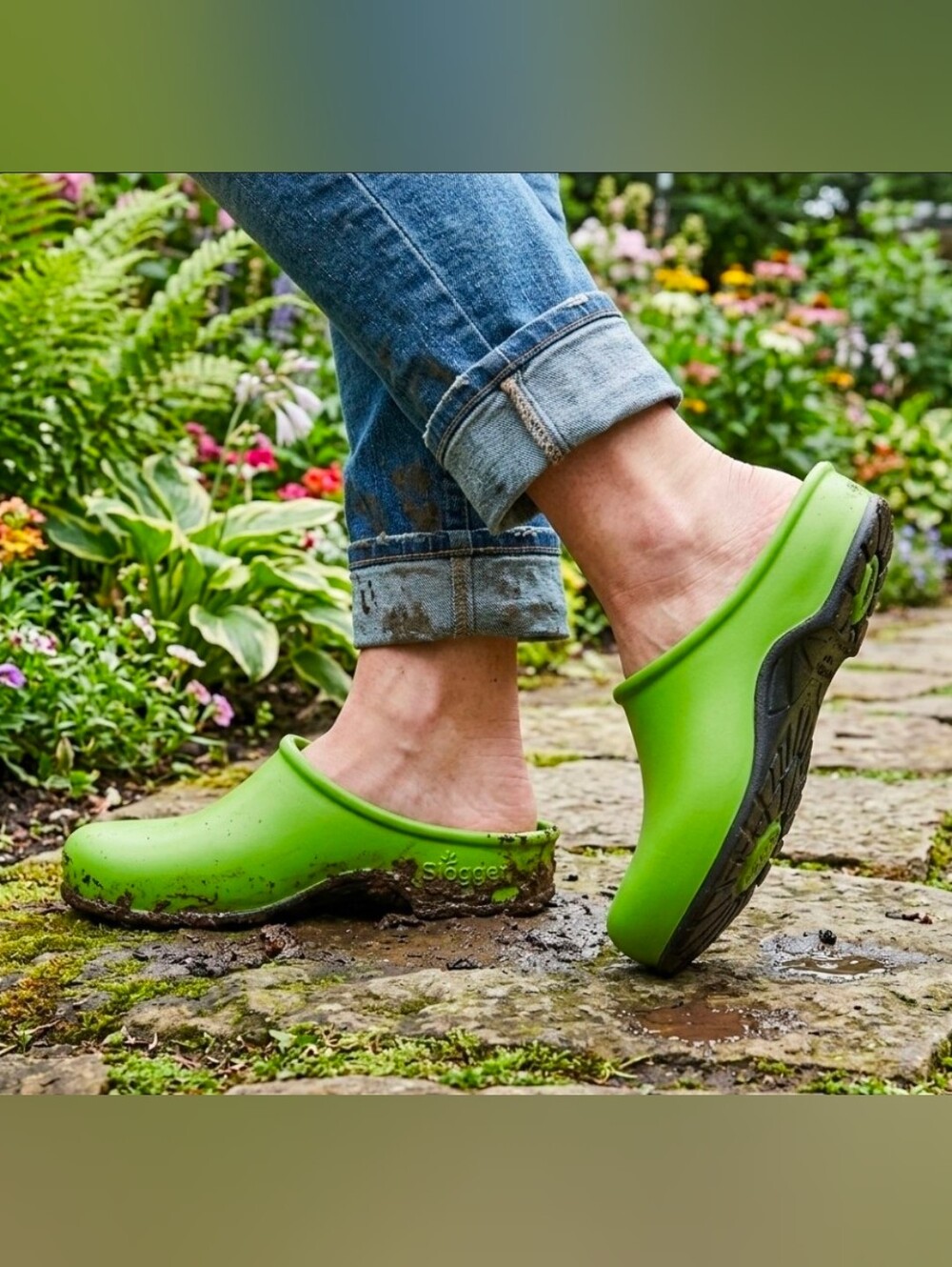 Sloggers Kiwi Green Slip-On Mud Garden Clogs Shoes 8